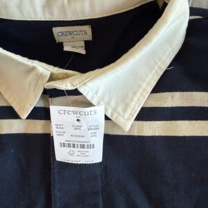 Crewcuts Navy and Cream Striped Kids teen Rugby Shirt